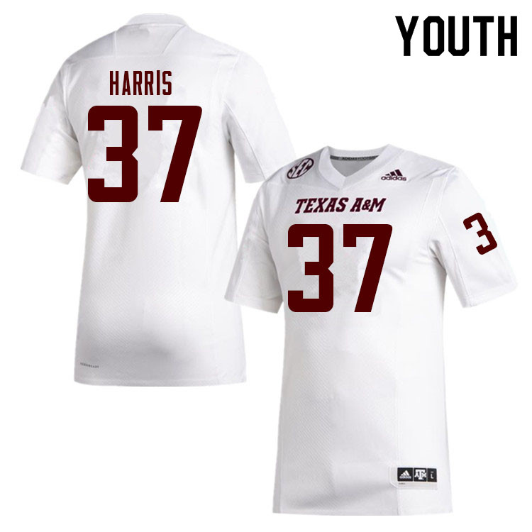 Youth #37 Jahzion Harris Texas A&M Aggies College Football Jerseys Sale-White